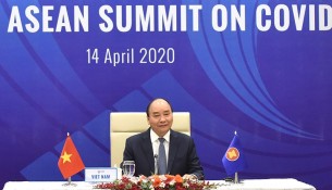 Prime Minister Nguyen Xuan Phuc at the Special ASEAN Summit on Covid-19 (Photo: Trần Hải)