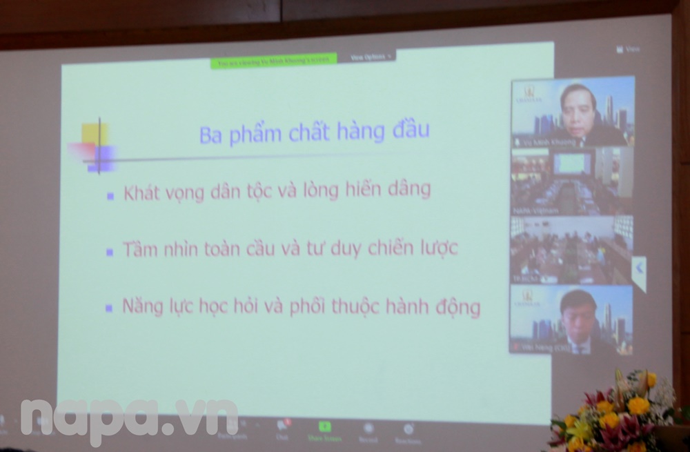 Assoc.Prof.Dr. Vu Minh Khuong from Singapore delivering online presentation for the workshop 