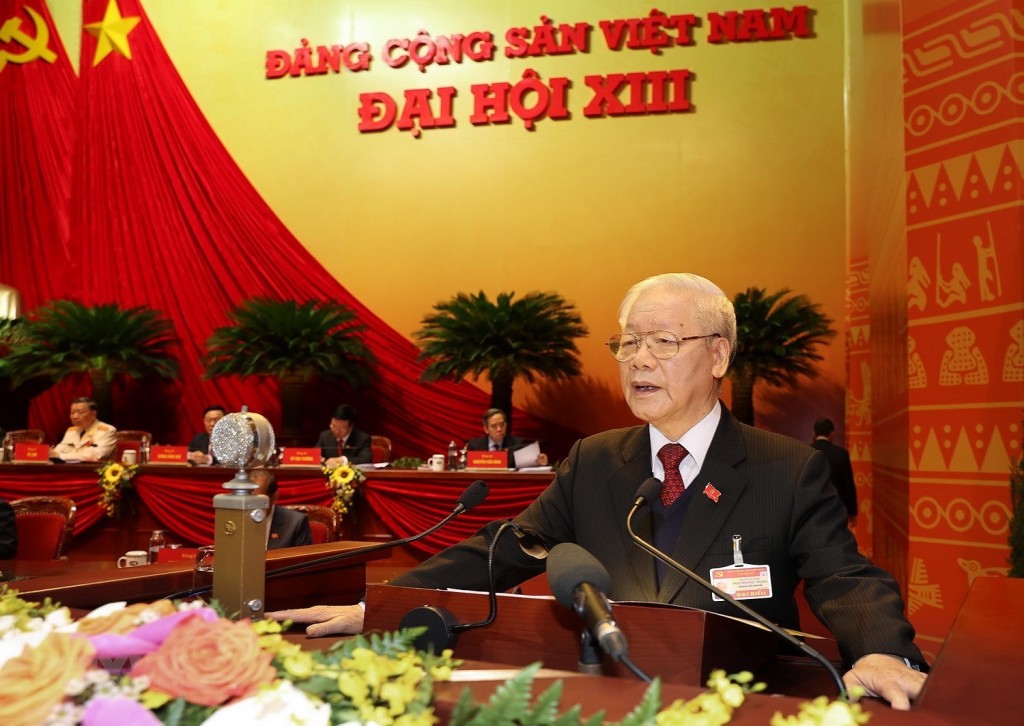 Party General Secrectary ans State President Nguyen Phu Trong speaking at the event.