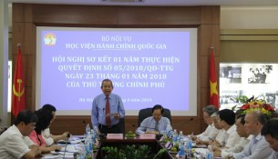 Permanent Deputy Prime Minister Truong Hoa Binh speaking at the meeting on April 25th 2019, reviewing one year of implementation of the Prime Minister  Decision No. 05/2018/QD-TTg dated January 23, 2018.