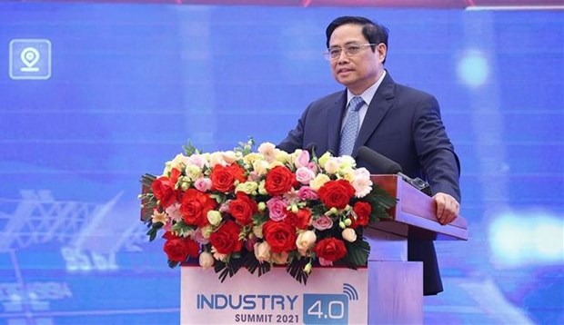 PM Pham Minh Chinh speaks at the event. (Photo: VNA)