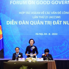 Minister Pham Thi Thanh Tra speaking at the opening of the Forum