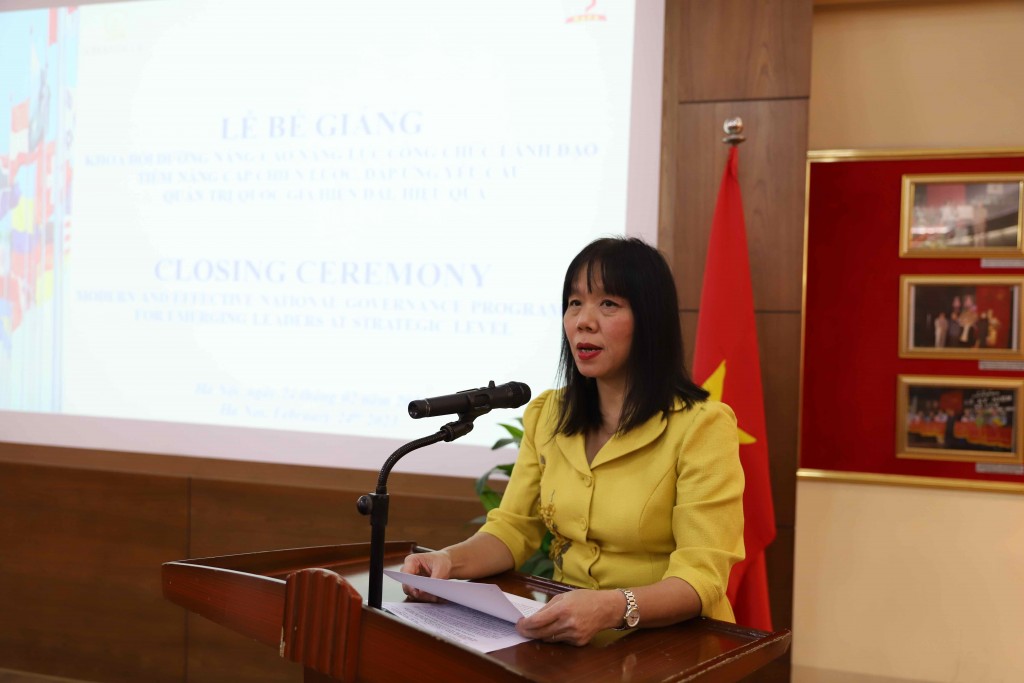 Ms. Pham Thi Quynh Hoa, Director Genneral, Department of International Cooperation Department, NAPA speaking at the event