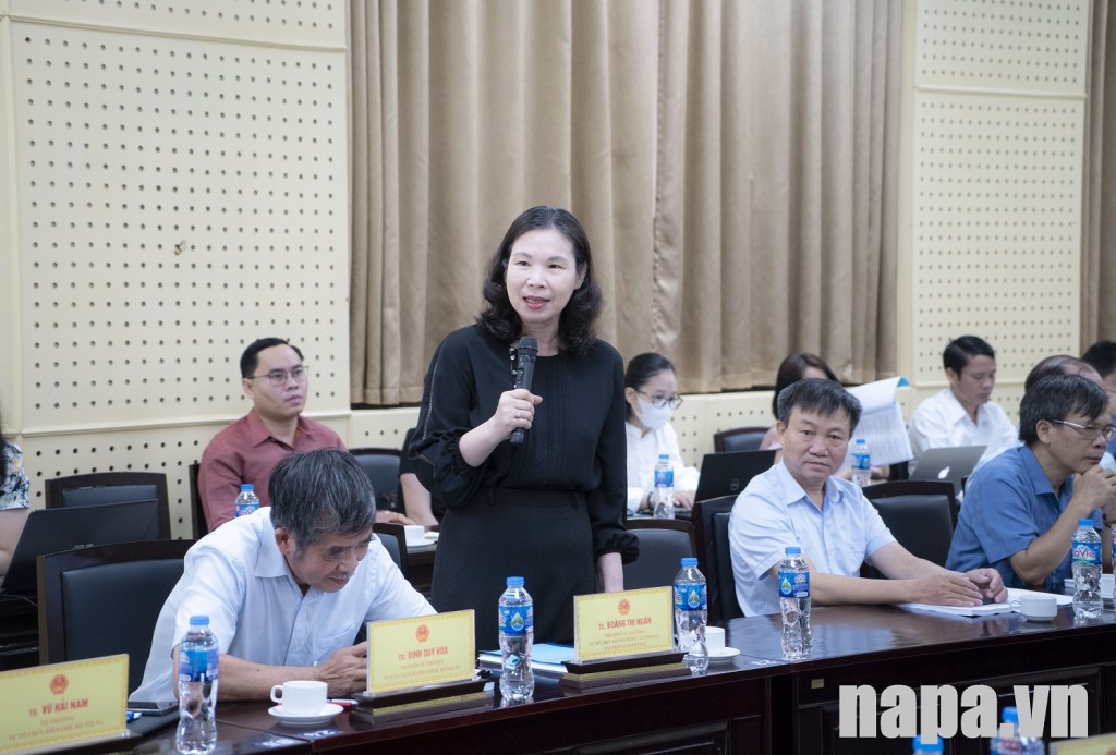 Dr. Hoang Thi Ngan, former General Director of the Department of State Administrative Organization and Public Affairs, Government Office, presenting at the workshop