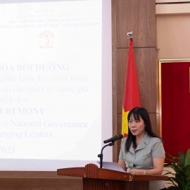 Ms. Pham Thi Quynh Hoa, Director General, Department of International Cooperation, presenting the summary report of MENGPEL.