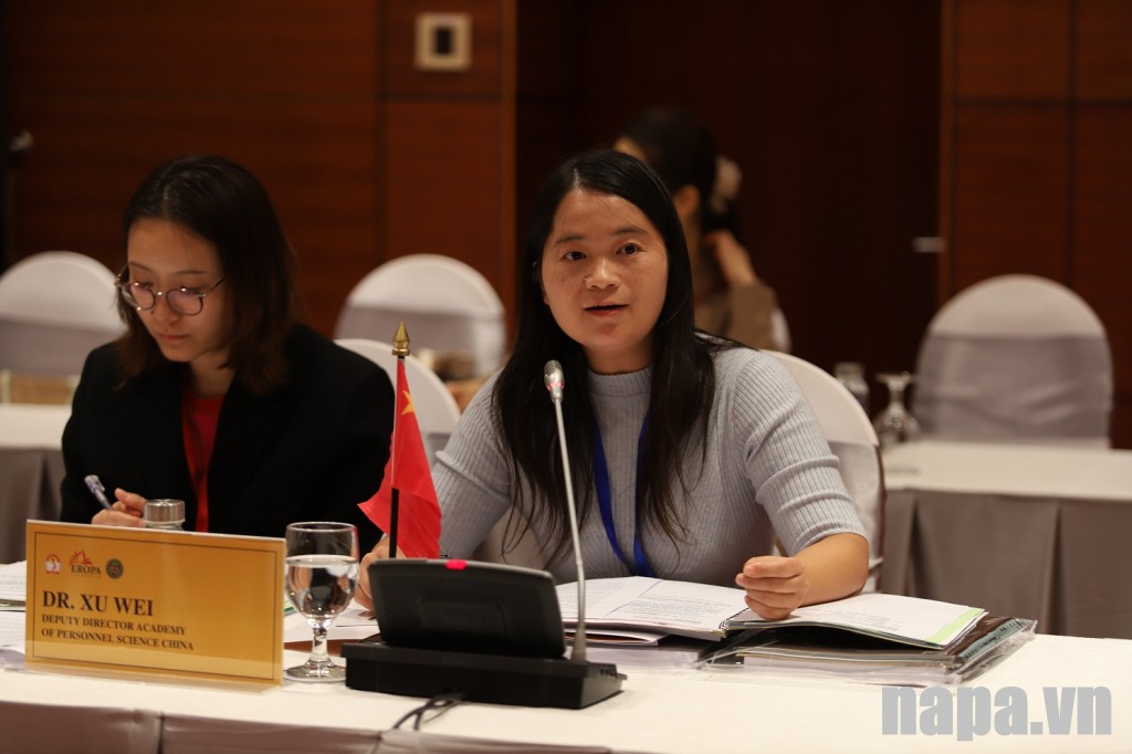   Dr. Xu Wei, representative of the EROPA Human Resource Research Center in China, reporting on the Center's activities.