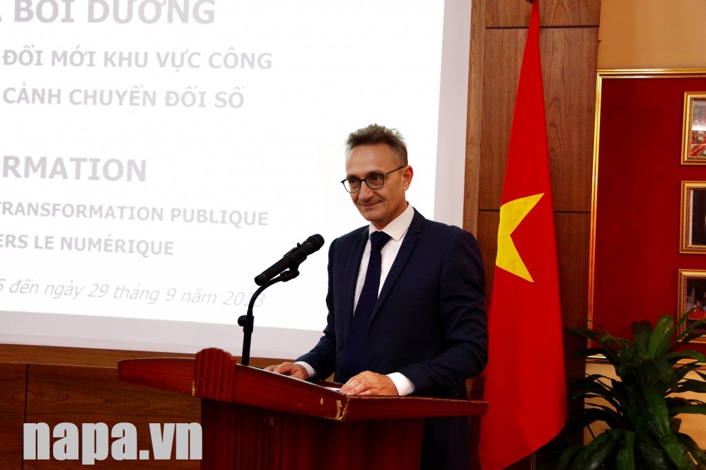 Mr. Béla Hégédus, Deputy Counselor for Cooperation and Culture, French Embassy in Viet Nam, speaking at the Opening Ceremony.