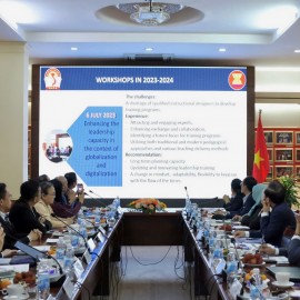 Dr. Nguyen Thi Thu Cuc, Deputy Director, NAPA Department of International Cooperation, presenting a review of the activities carried out during Viet Nam’s PSTI Convenorship.