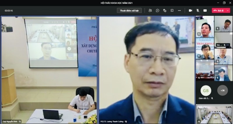 PGS.TS. Lương Thanh Cường – Phó Giám đốc Học viện Hành chính Quốc gia tham dự Hội thảo tại điểm cầu trực tuyến