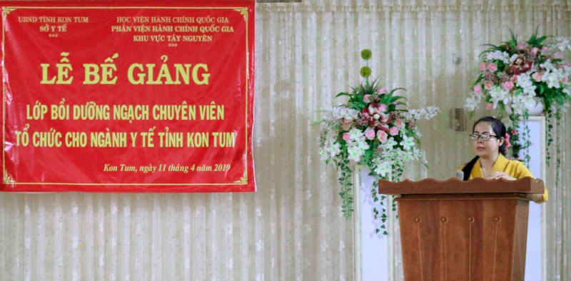 Bà Bế Thị Thùy Dương – Đại diện lãnh đạo Sở Y tế phát biểu tại buổi lễ