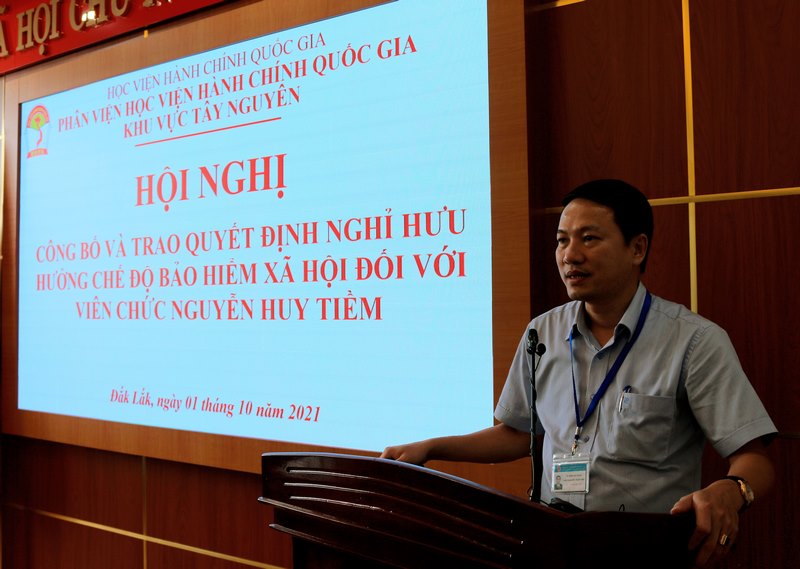 TS. Thiều Huy Thuật - Phó Giám đốc Phân viện HVHCQG KV Tây Nguyên phát biểu