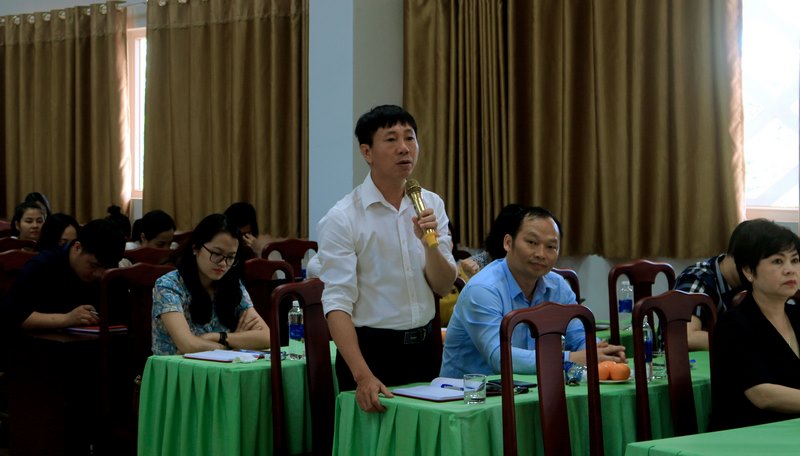 ThS. Phan Xuân Quý - Trưởng phòng Quản trị, Chủ tịch Công đoàn bộ phận, Phân viện HVHCQG KV Tây Nguyên phát biểu tại buổi làm việc.