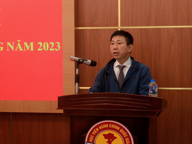 ThS. Phan Xuân Quý, Chủ tich Công đoàn BP, Trưởng phòng Quản trị phát biểu tại Hội nghị