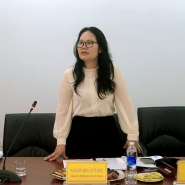 PGS. TS. Buôn Krông Tuyết Nhung - Giảng viên ĐH Tây Nguyên phát biểu ý kiến tại Hội thảo