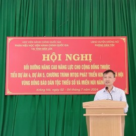 Ông Ngân Thanh Hải, Trưởng phòng dân tộc huyện Krông Nô phát biểu