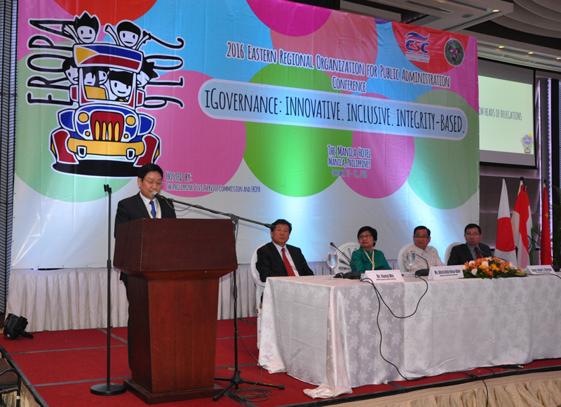 TS. Lê Như Thanh, Phó Giám đốc Thường trực Hội nghị phát biểu tại lễ khai mạc Hội nghị EROPA 2016