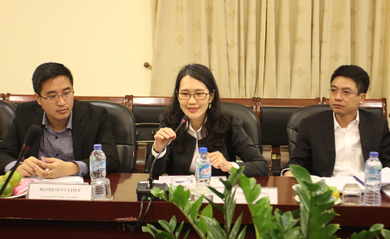 Bà Trần Thị Lan Hương, trưởng đoàn công tác của Ngân hàng Thế giới phát biểu