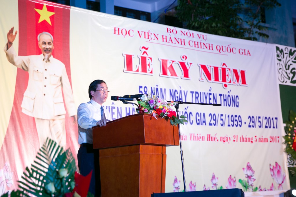 NGƯT. PGS.TS. Triệu Văn Cường – Thứ trưởng Bộ Nội vụ, phụ trách, điều hành Học viện Hành chính Quốc gia phát biểu tại lễ kỷ niệm.