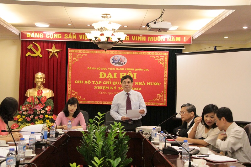 ThS. Nguyễn Quang Vinh – Bí thư Chi bộ Tạp chí nhiệm kỳ 2017 – 2020 phát biểu bế mạc Đại hội