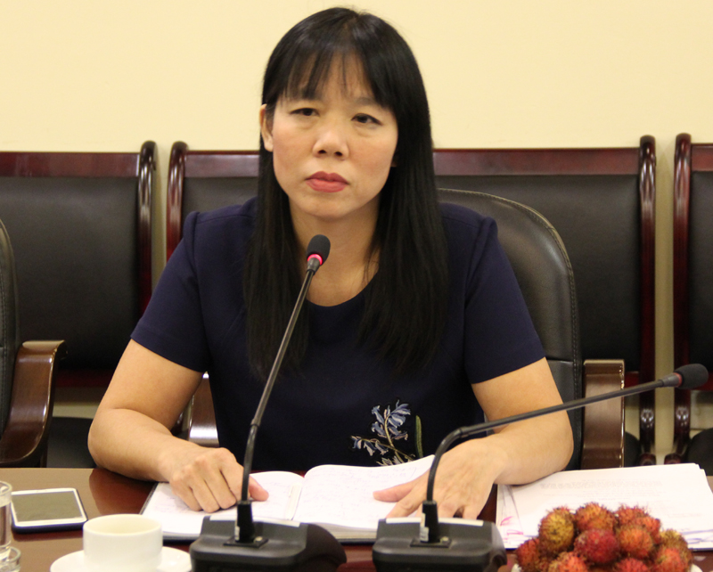 ThS. Phạm Thị Quỳnh Hoa, Trưởng Ban Hợp tác Quốc tế giới thiệu về các chương trình hợp tác trong đào tạo bồi dưỡng do Học viện thực hiện