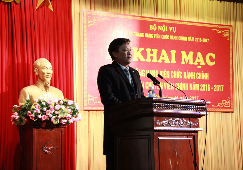  Đồng chí Nguyễn Duy Thăng - Thứ trưởng Bộ Nội vụ phát biểu tại buổi Lễ