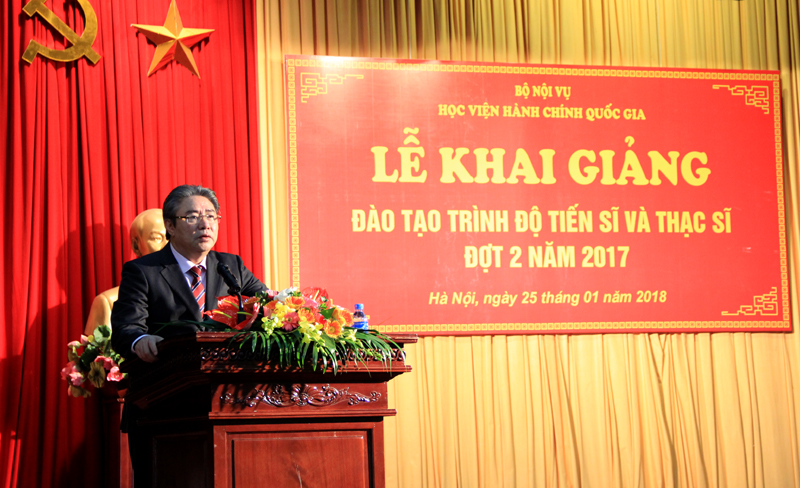 TS. Đặng Xuân Hoan – Giám đốc Học viện phát biểu chúc mừng tại buổi Lễ