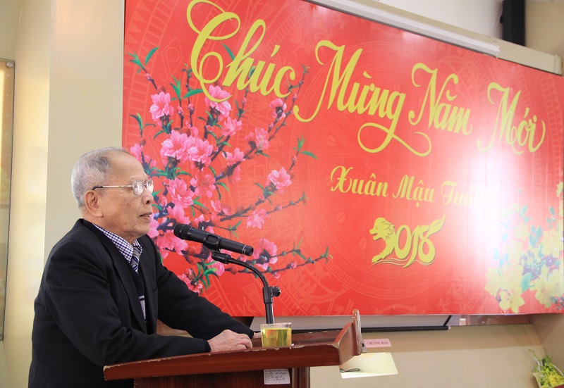 GS.TS. Lương Trọng Yêm – Phó Chủ tịch Hội Cựu giáo chức Học viện phát biểu tại buổi gặp mặt