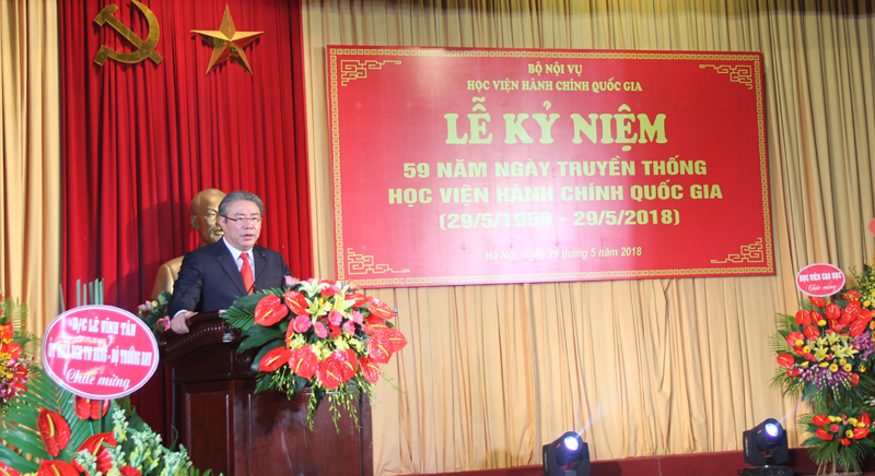 TS. Đặng Xuân Hoan – Bí thư Đảng ủy, Giám đốc Học viện trình bày diễn văn Lễ kỷ niệm