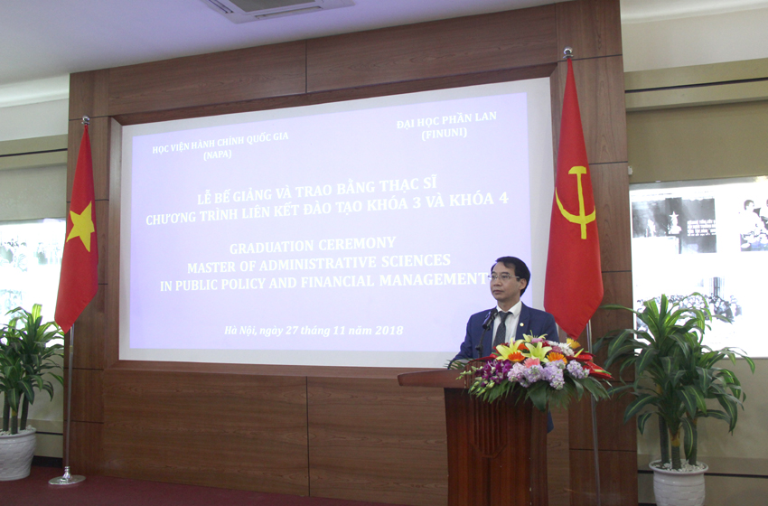 PGS.TS. Lương Thanh Cường – Phó Giám đốc Học viện Hành chính Quốc gia phát biểu tại buổi lễ