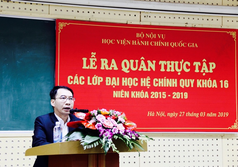 PGS.TS. Lương Thanh Cường – Phó Giám đốc Học viện phát biểu chỉ đạo tại Lễ ra quân thực tập