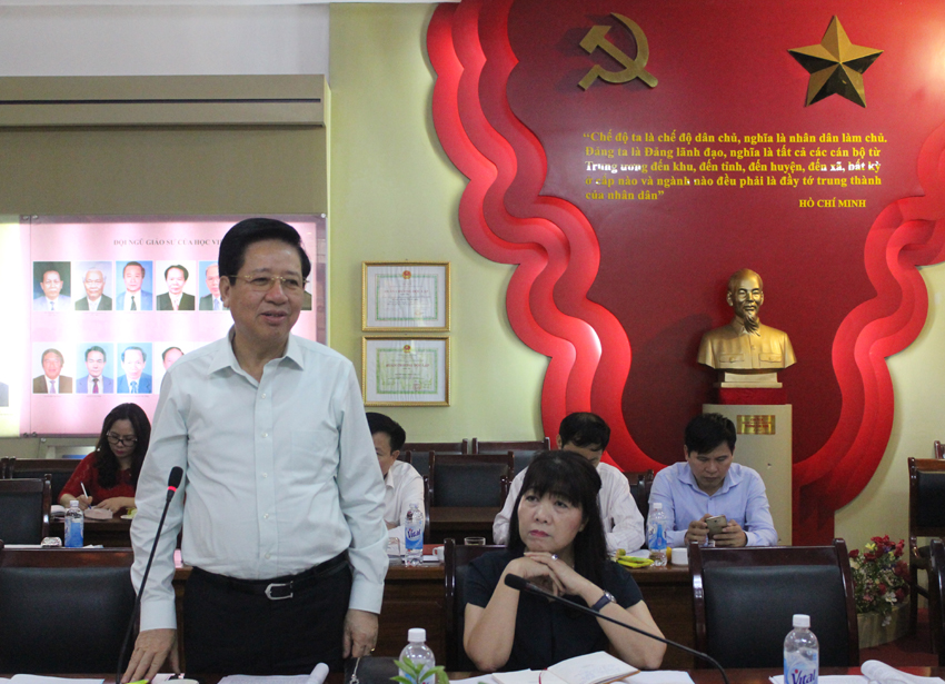 PGS.TS. Nguyễn Trọng Điều - Nguyên Giám đốc Học viện phát biểu ý kiến tại Hội thảo