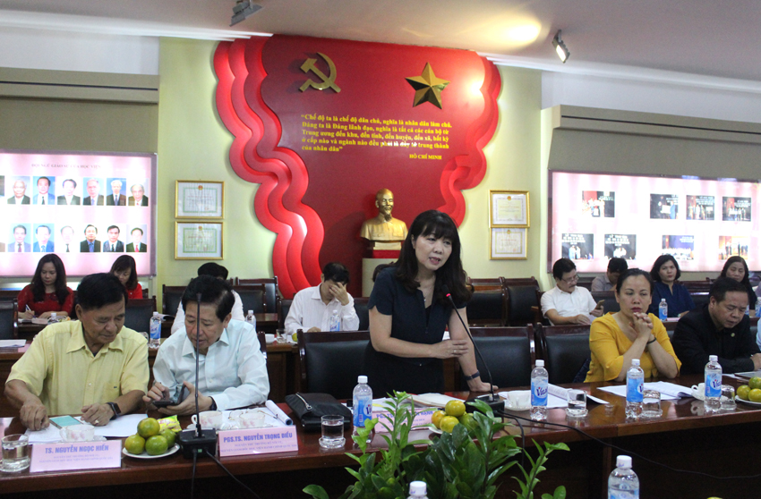 PGS.TS. Lê Thị Vân Hạnh - Nguyên Phó Giám đốc Học viện phát biểu ý kiến tại Hội thảo