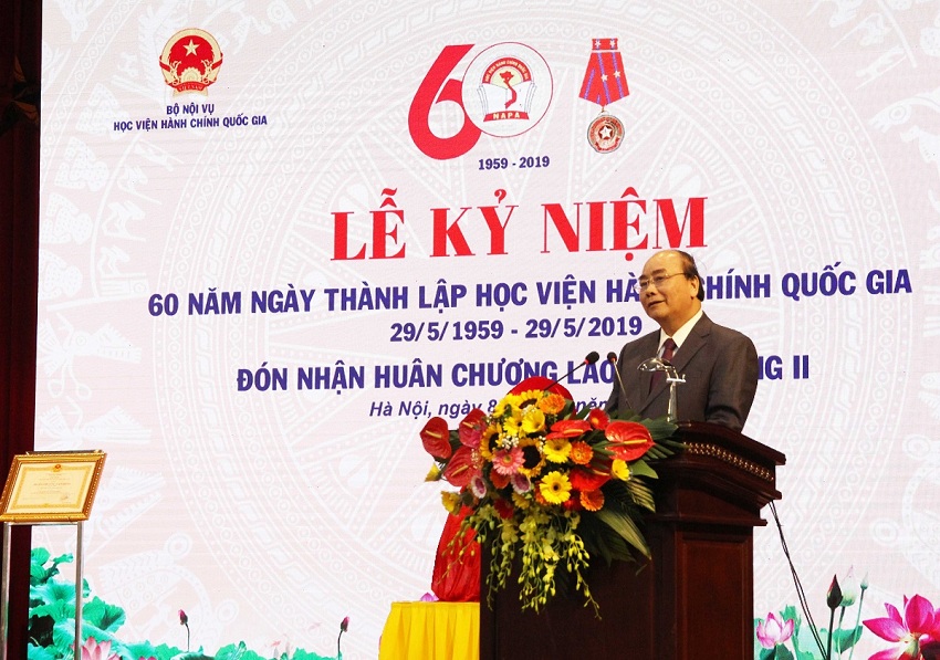 Thủ tướng Chính phủ Nguyễn Xuân Phúc phát biểu tại Lễ kỷ niệm 60 năm Ngày thành lập Học viện Hành chính Quốc gia