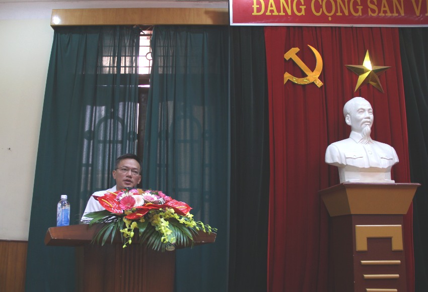 Đồng chí Nguyễn Hải Cường - Phó vụ trưởng, Tổng cục giáo dục nghề nghiệp Bộ LĐTB&XH đại diện cho các học viên của lớp phát biểu
