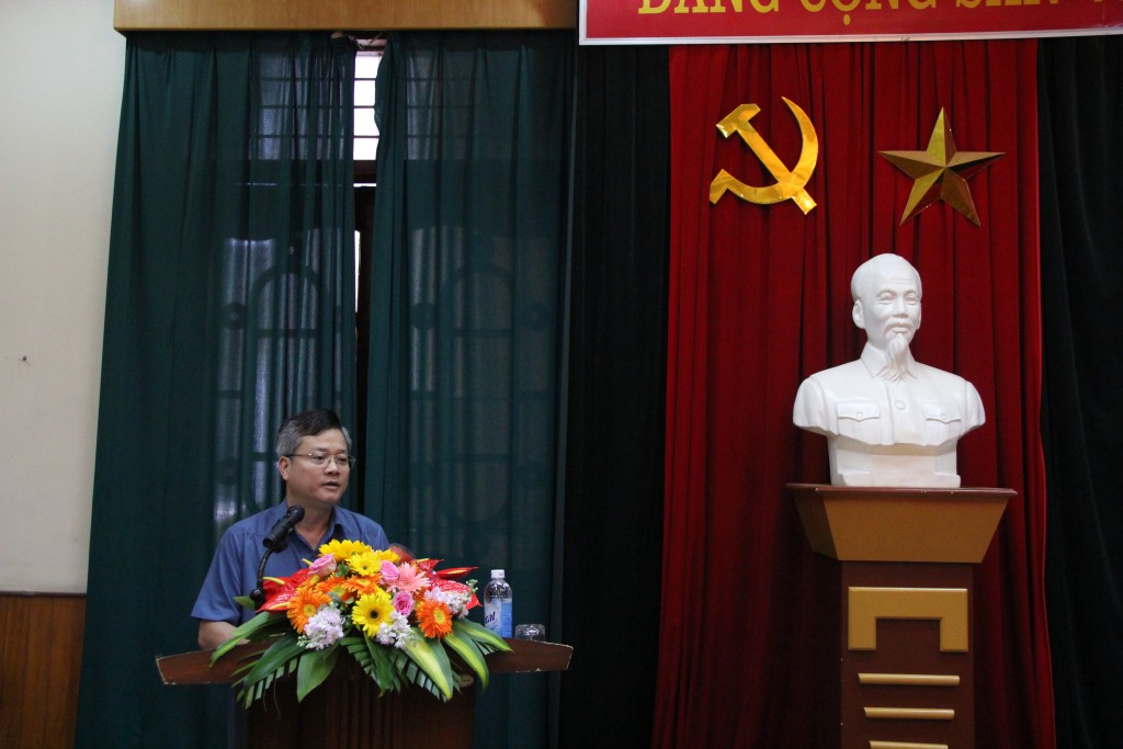 Đồng chí Trần Quang Minh, Bí thư huyện ủy Mèo Vạc tỉnh Hà Giang phát biểu tại buổi lễ