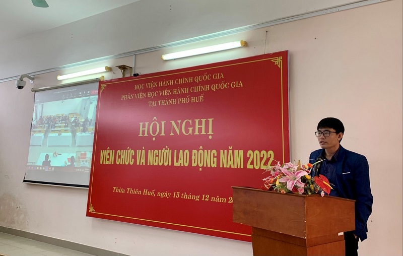 ThS. Phan Văn Thắng – Phòng Quản lý Đào tạo, bồi dưỡng phát biểu ý kiến tại Hội nghị