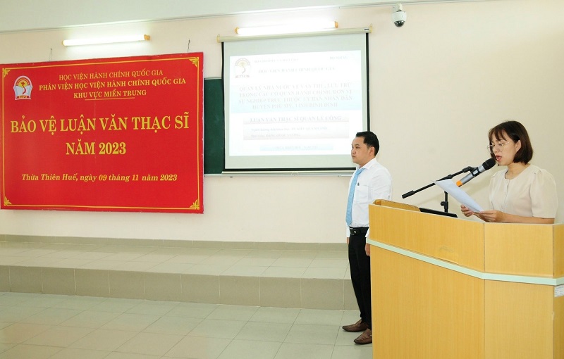 ThS. Nguyễn Thị Út Phượng, Đại diện Cơ sở đào tạo công bố Quyết định thành lập Hội đồng đánh giá luận văn của các học viên