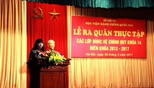 PGS.TS. Lê Thị Vân Hạnh - Phó Giám đốc Học viện phát biểu tại buổi Lễ