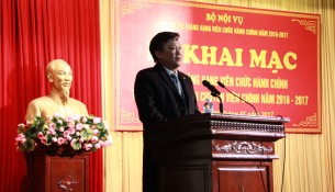 Đồng chí Nguyễn Duy Thăng - Thứ trưởng Bộ Nội vụ phát biểu tại buổi Lễ